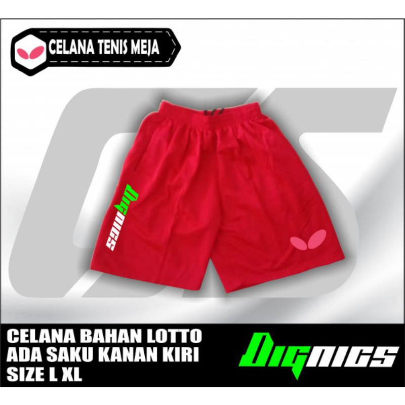 Celana pendek pria celana tenis meja celana pingpong BUTTERFLY bahan lotto ukuran L XL XXl