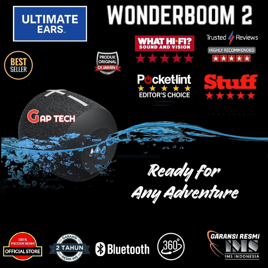 Ultimate Ears WONDERBOOM 2 / WONDERBOOM2 Portable Bluetooth Speaker - SPACE BLACK