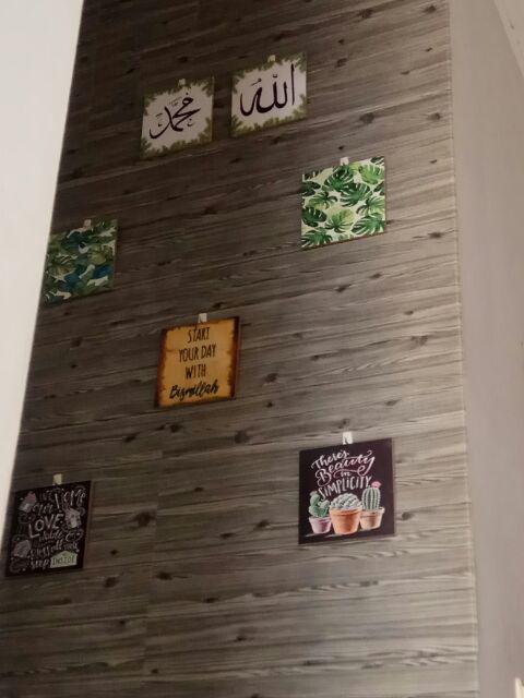 Hiasan Dinding Kaligrafi Poster Kayu Quotes Cafe Vintage Dekorasi Rumah Allah Muhammad 20x20cm