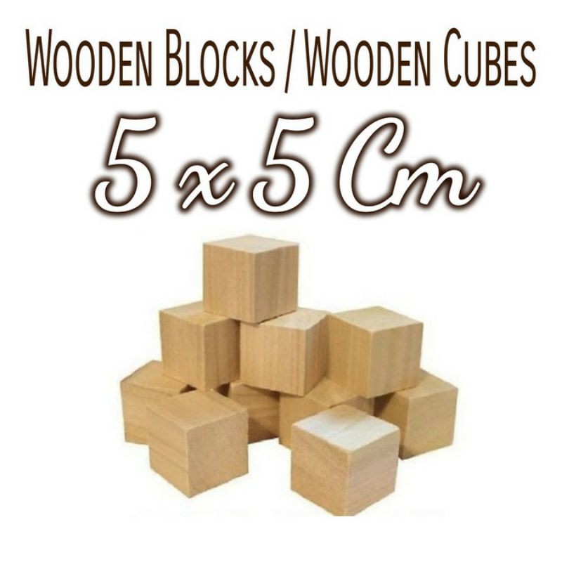 Wooden Cubes 5x5 cm Wood block balo kayu kubus bahan craft dekorasi