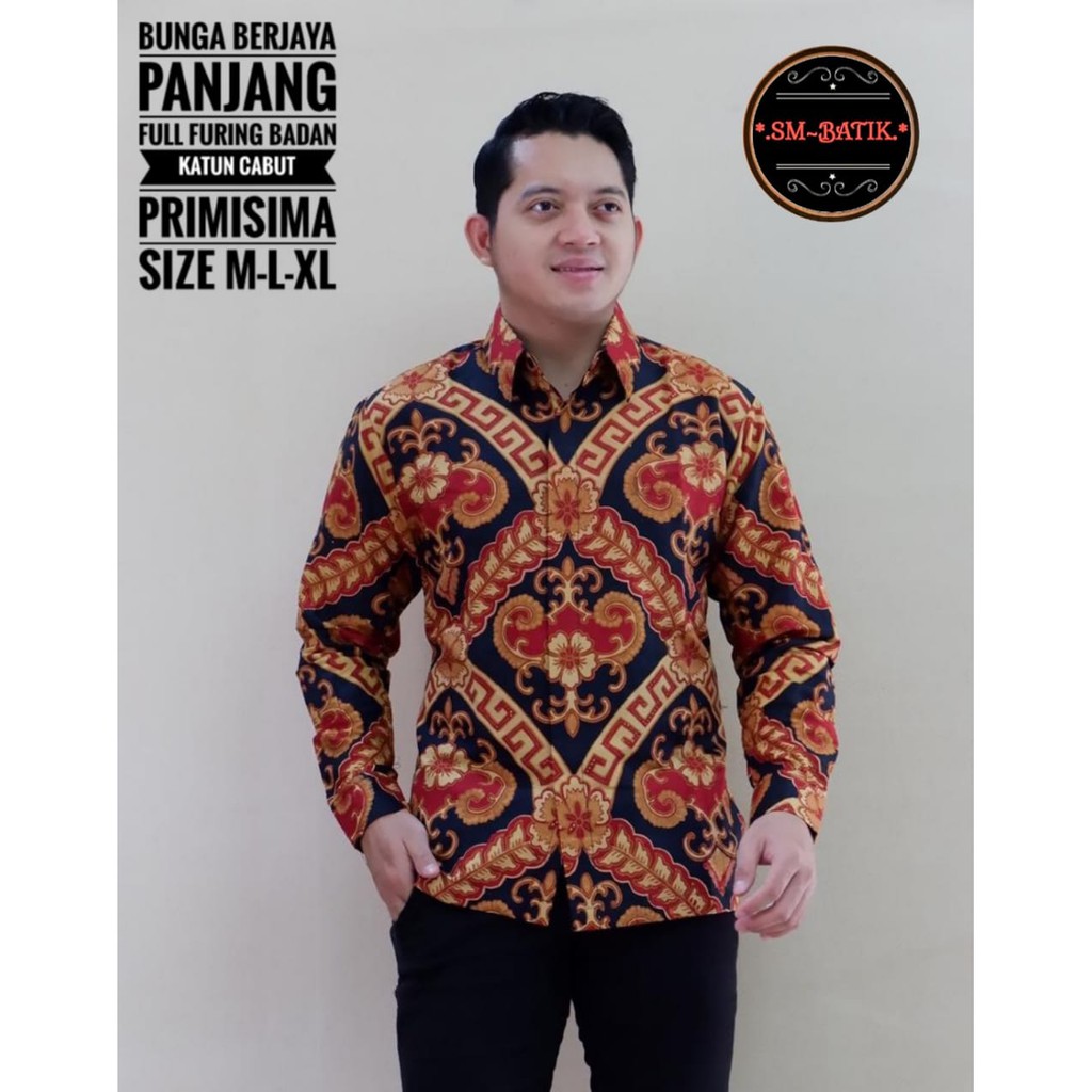 Kemeja Baju Batik Pria Lengan Panjang PREMIUM Modern LAPIS FURING Harga Produsen Murah BUNGA BERJAYA