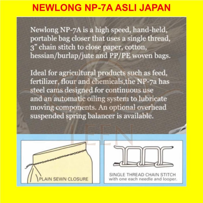 Mesin Jahit Karung NewLong NLI NP-7A (ASLI JAPAN) / NP7A / NP 7 A LEEN