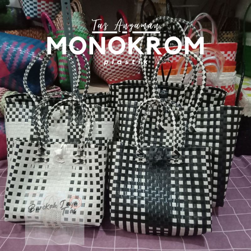 Tas Anyaman Monokrom | Tas Tamti | Tas Pasar | Tas Anyaman Plastik | Tas Hitam Putih | Tas Monochrom