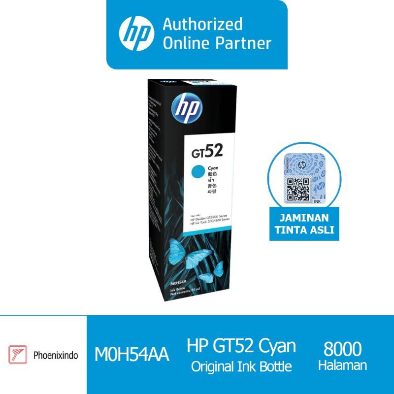 Tinta HP GT52 Cyan GT 52C GT 52 C Original Ink Bottle