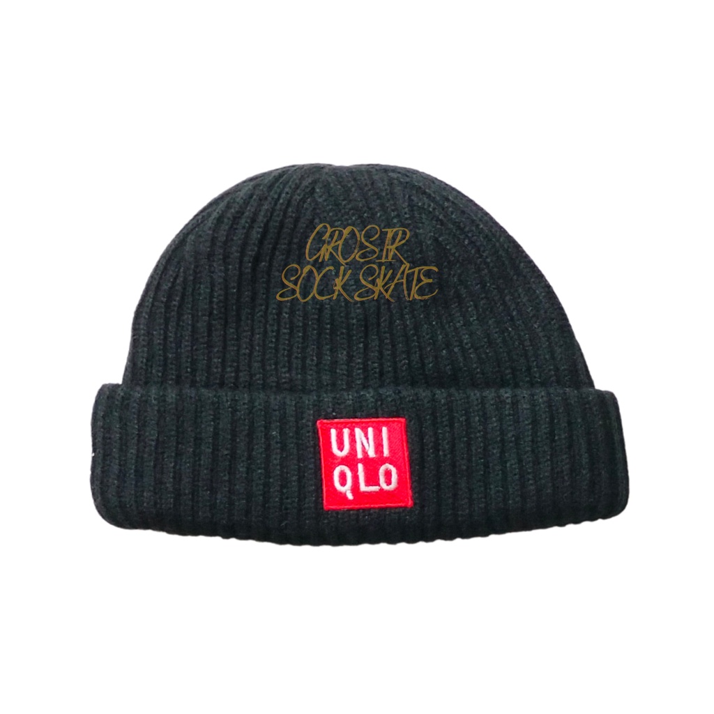 SHORT BEANIE HAT PREMIUM DISTRO BEANIE HAT UNIQLO HITAM