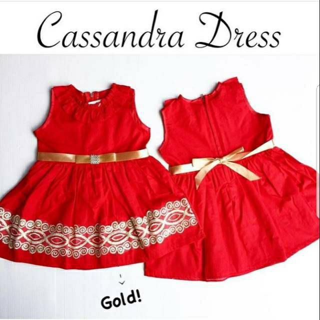 Baju dress pesta lucu merah bestseller anak bayi cewek perempuan murah -cas