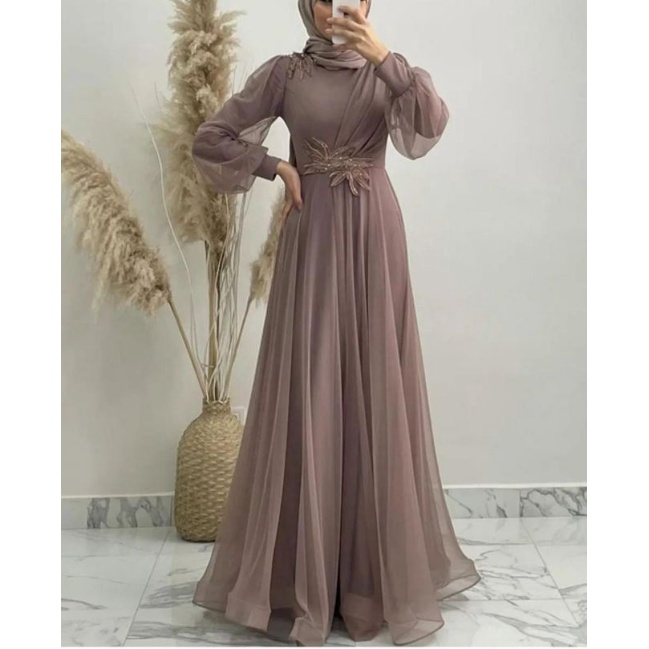 GAUN MEWAH SATIN TILE REALPICT POPULER