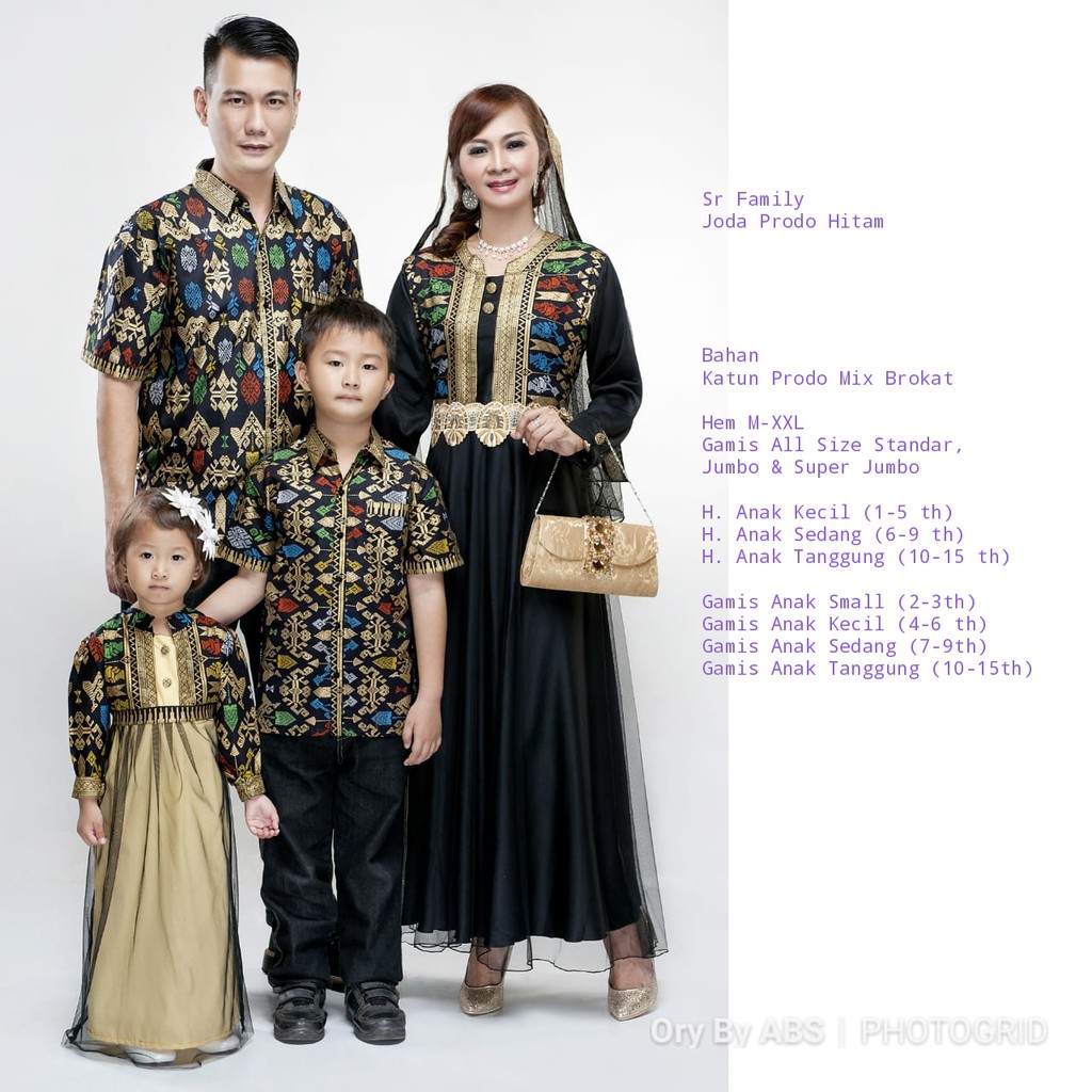 Aneka Batik Couple Family Joda Gamis Prodo Hitam / Couple Keluarga / Batik Solo Murah / Batik Murah