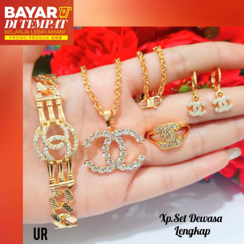 Set Dewasa Chanel permata zircon termanis,anti karat