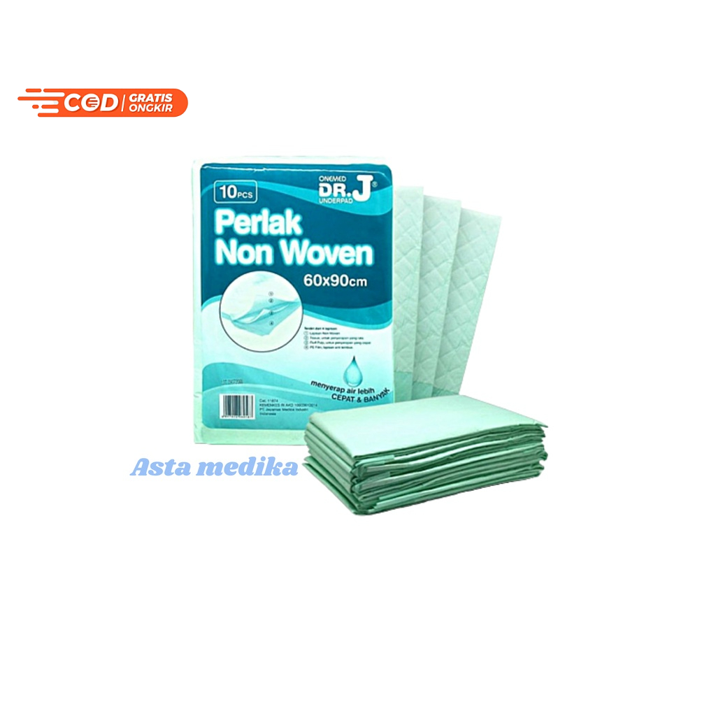 Underpad DR J 60 x 90 cm Onemed Perlak Non Woven Ekonomis Perlak Underpad Bayi Alas Popok Underpad DR J - 10pcs/pack