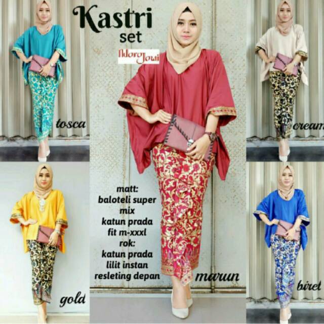 Kastri Set Dress Batik Setelan Kebaya Baju Pesta Muslim Hijab Modern Modis Trend