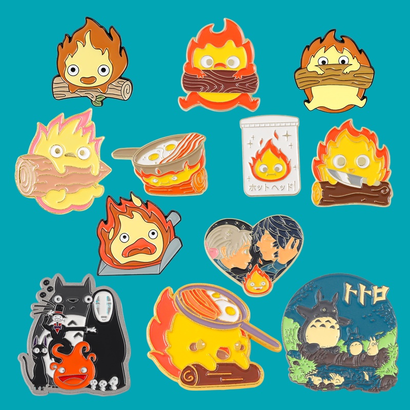 Bros Pin Desain Anime Totoro Howl 's Moving Castle 12 Gaya Untuk Aksesoris Pakaian