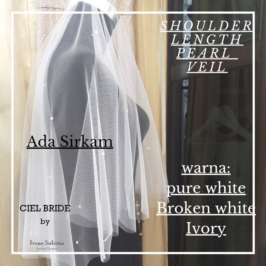 veil mutiara sebahu wedding veil with pearl shoulder length