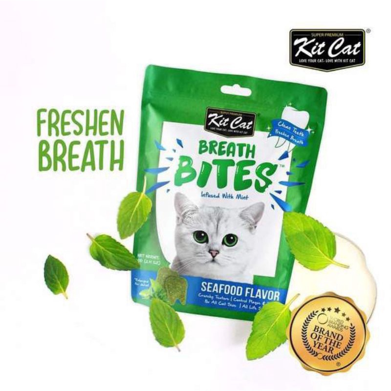 KIT CAT BREATH BITES SNACK KUCING 60g SEAFOOD FLAVOR