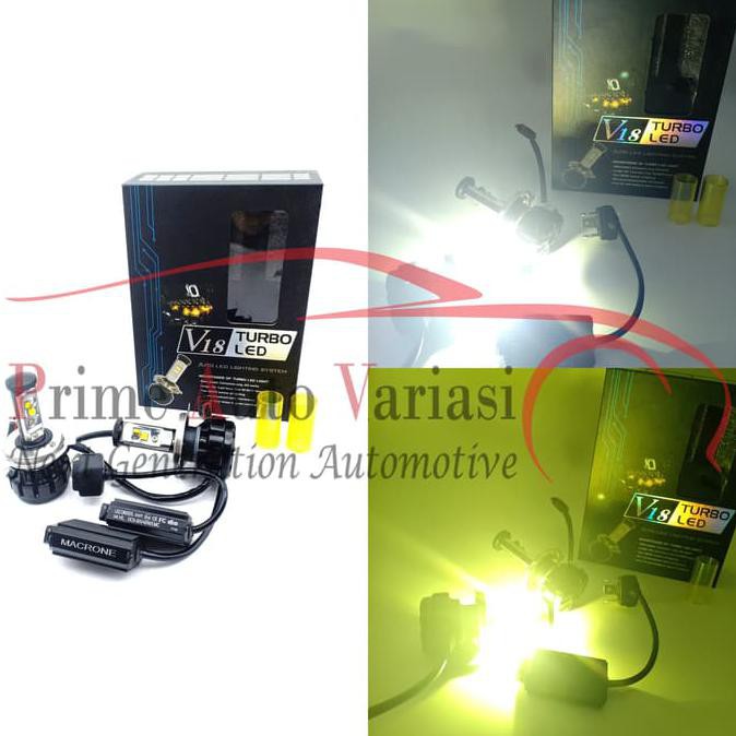 TERBAIK LED MOBIL H4 DUAL COLOUR TURBO LED H4 LAMPU MOBIL TURBO LED V18 #3