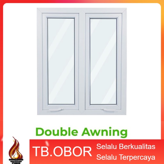 Jendela UPVC Single Awning Kusen Jungkit Model Kaca Polos Warna Putih Type Deluxe Premium Minimalis