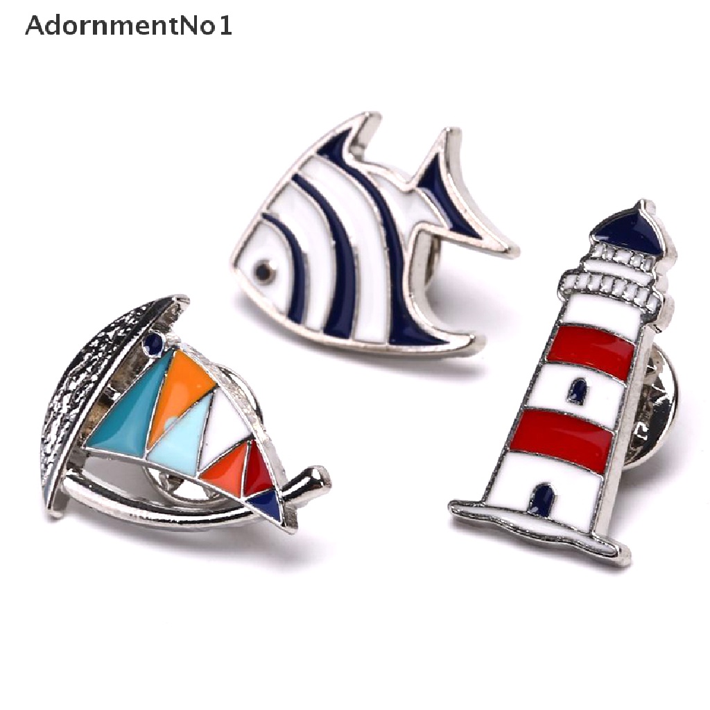 (AdornmentNo1) Bros Pin Enamel Desain Perahu Layar / Ikan Aksesoris Fashion Wanita