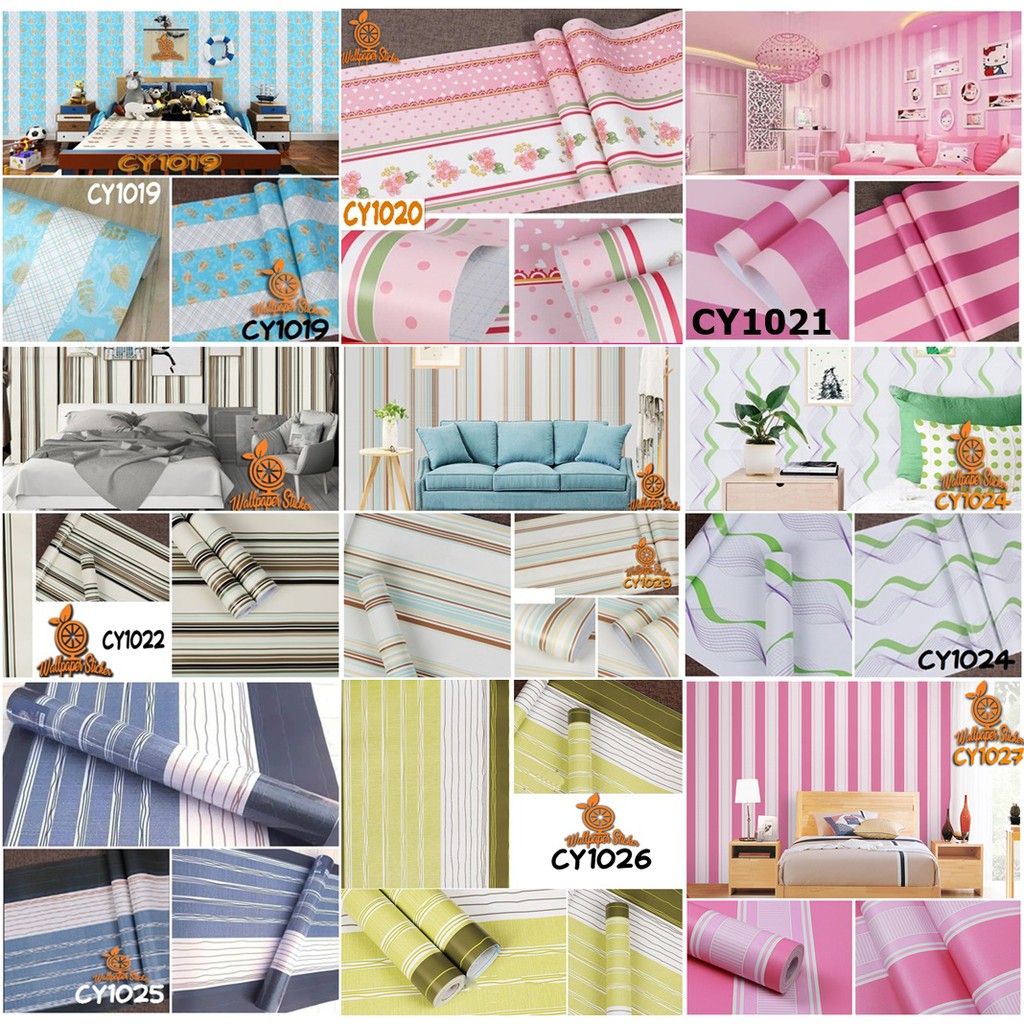 [BISA COD] Wallpaper Dinding Salur Garis Ulir Hijau Premium Size 45cm x 10meter KODE CY