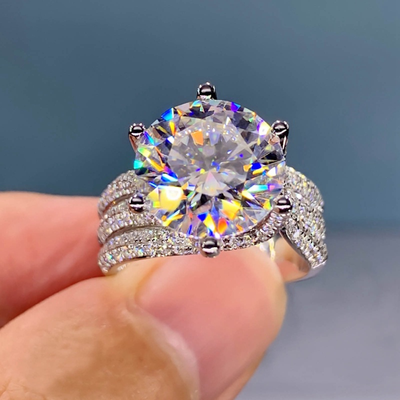 Cincin Wanita Warna Silver Hias Cubic Zirconia Untuk Pesta Pernikahan