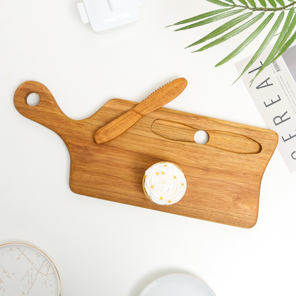 TALENAN KAYU JATI + PISAU ROTI