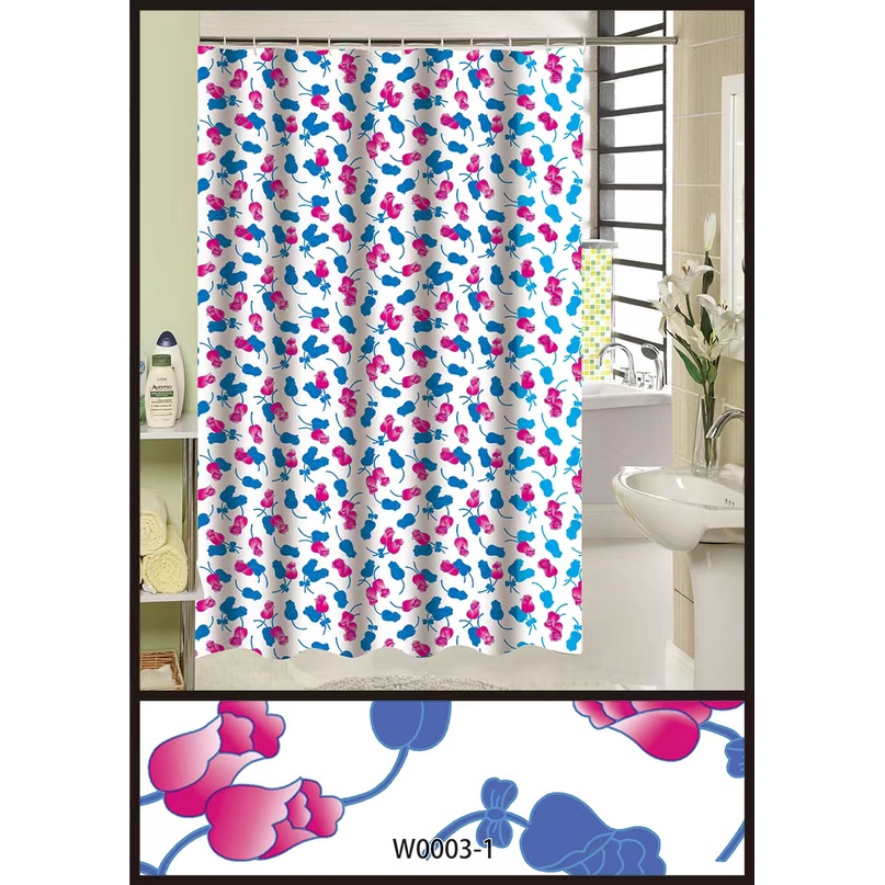 TIRAI KAMAR MANDI PVC / SHOWER CURTAIN ANTI AIR 180X180CM