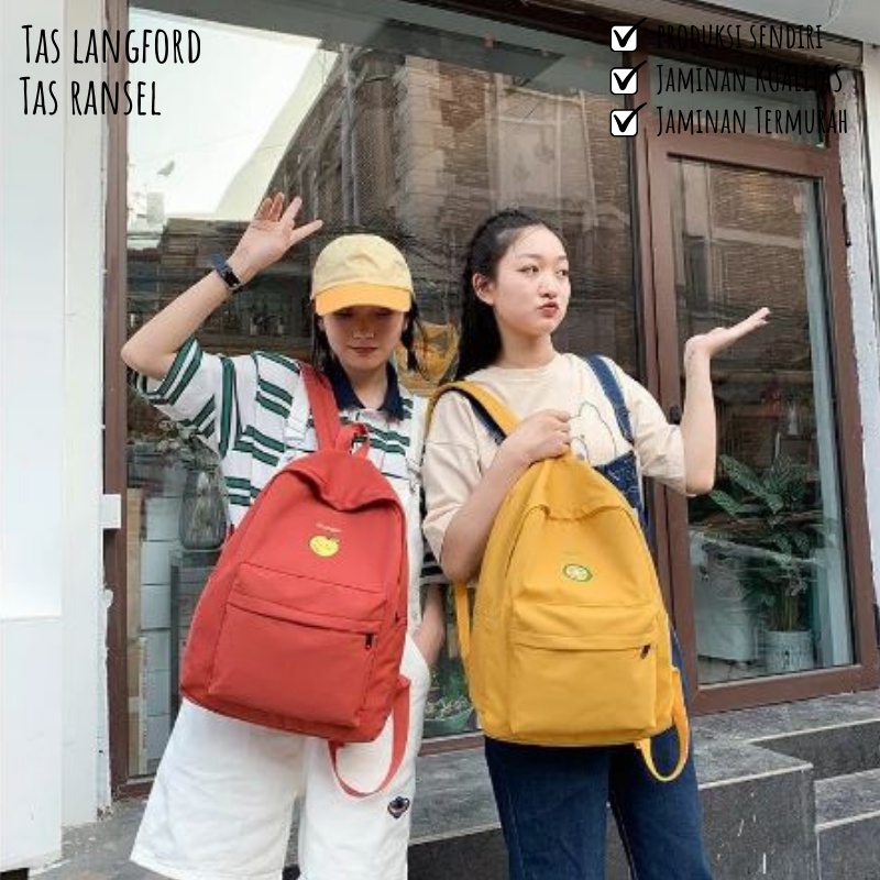 Tas Ransel Sekolah Kerja Traveling Remaja Kekinian Model Korea Import Lokal Original Terbaru Murah Bagus Simple Elegan Casual Premium Fashion Multifungsi Stylish Backpack Punggung Bahu Hitam Perempuan Wanita Cewek