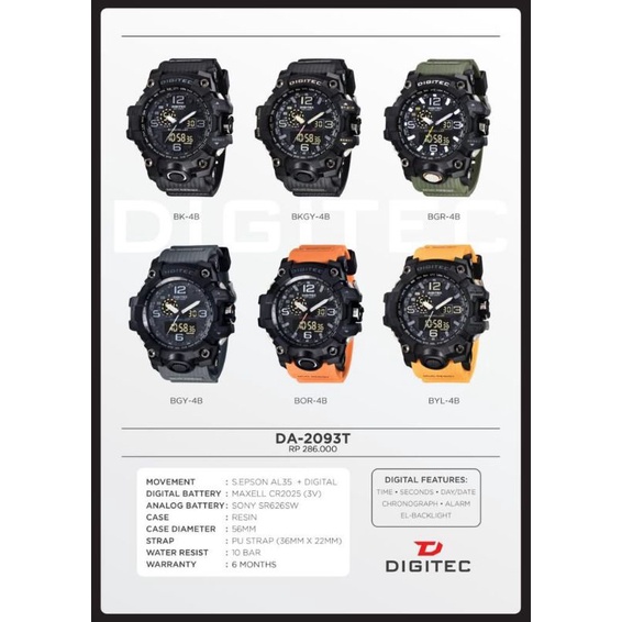 Jam tangan pria Digitec DG 2093 sport original tahan air