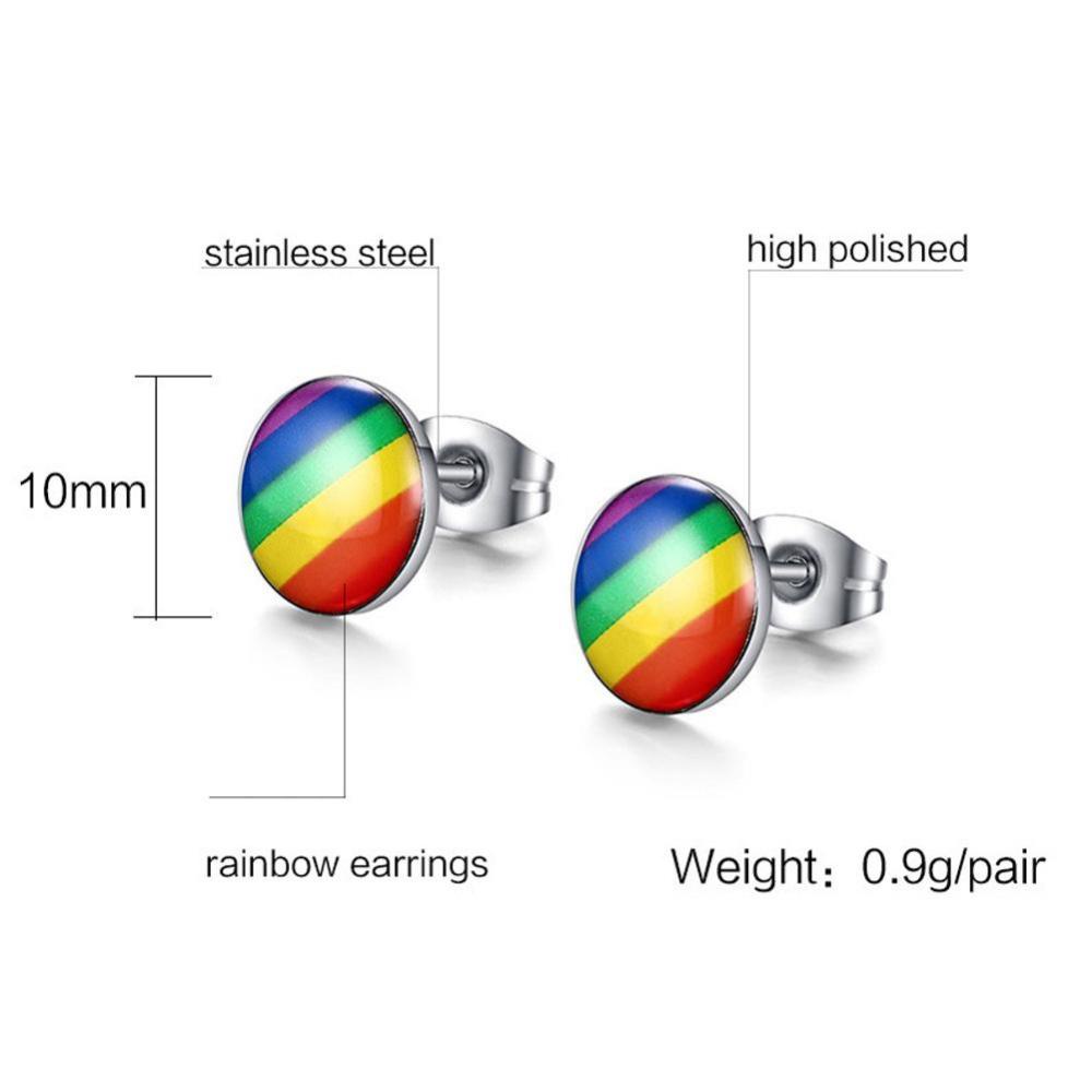 Timekey LGBT Anting Tusuk Stainless Steel Desain Pelangi Untuk Pria / Wanita A6K9