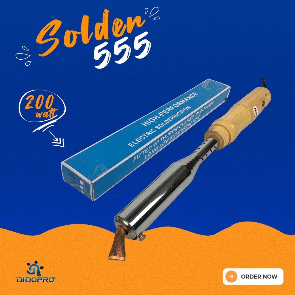 SOLDER LISTRIK 555 BENGKOK 100 150 200 WATT PATRI GAGANG KAYU ELECTRIC SOLDERING IRON