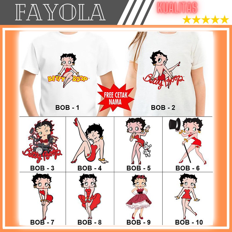 Baju Couple Anak Cewe Motif Betty Boop / Kaos Couple Ibu Dan Anak Perempuan Gambar Betty Boop