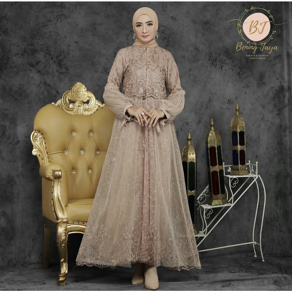 (COD) GAMIS TILE BALON/ GAMIS/ GAMIS PESTA/ GAMIS TILE/ GAMIS BRUKAT/ KEBAYA MODERN/ DRESS KONDANGAN HANANIA KEBAYA
