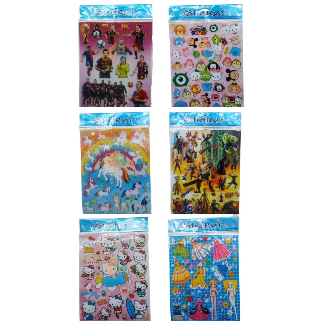 

STIKER TEMPEL KARAKTER MURAH // SUPERHERO / HELLO KITTY / UNICORN / SEPAKBOLA / KARTUN / BERBIE