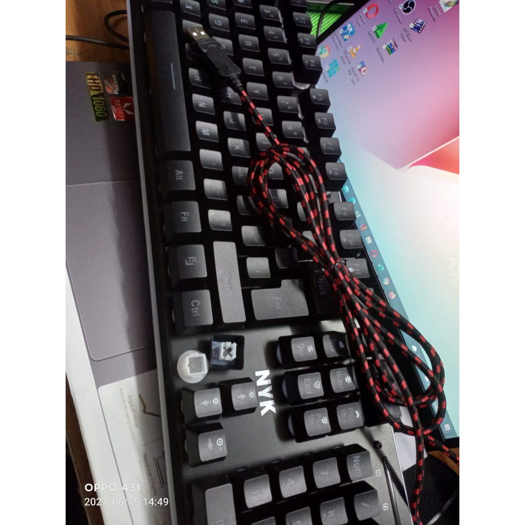 NYK KR 301 UNDERGLOW Full Size Metal Plate Gaming Keyboard with RGB 100% original nyk