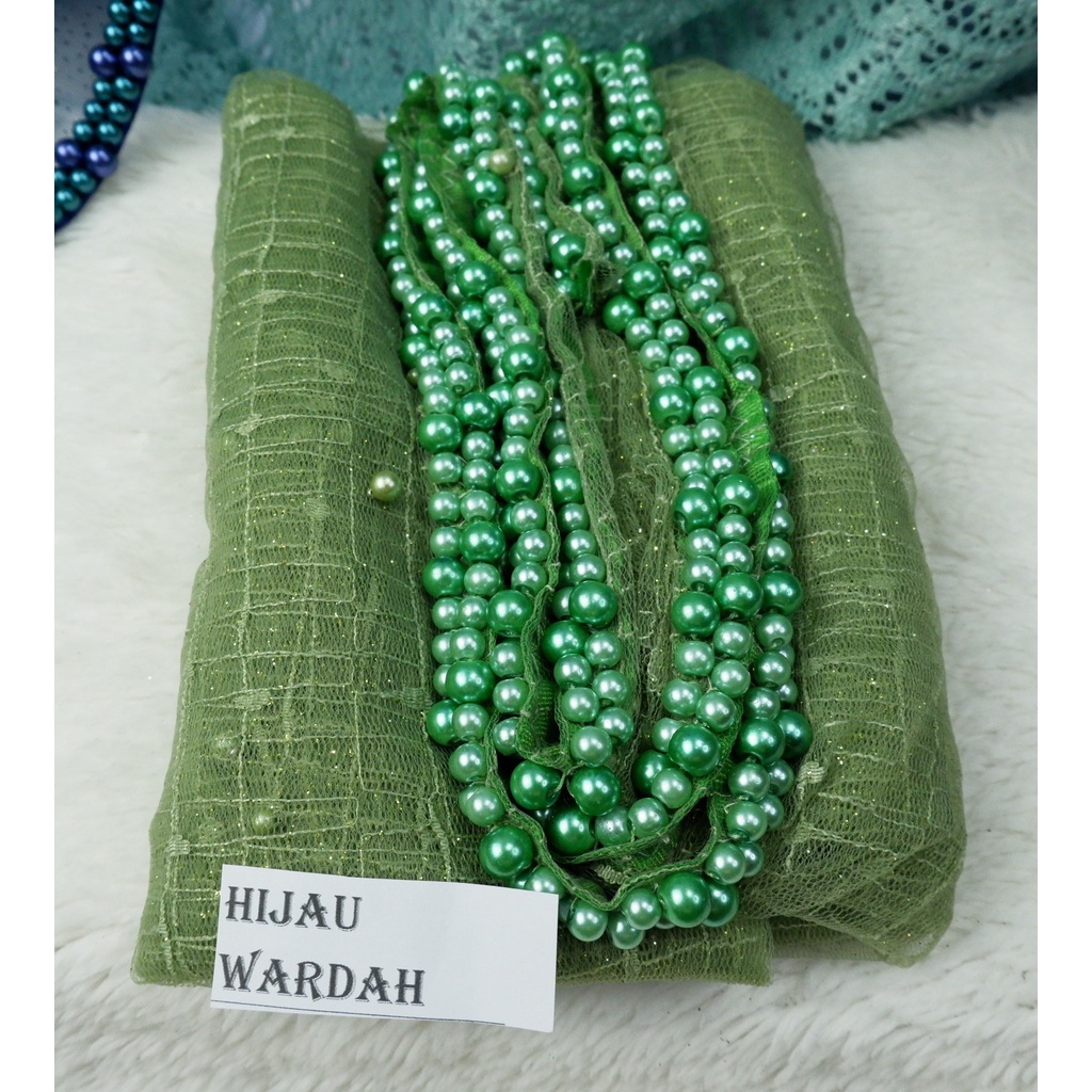 VEIL  MUTIARA SLAYER  PENGANTIN MOTIF ALL VARIAN COLOUR-HIJAU  WARDAH