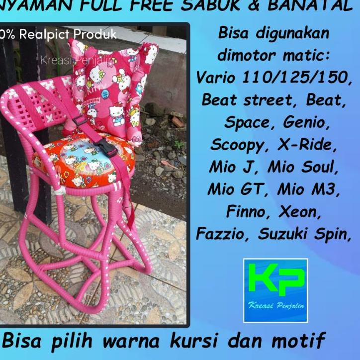 Telah Hadir.. Kursi Boncengan Anak Motor Matic FULL SABUK BANTAL STANG / Boncengan anak rotan / Dudu