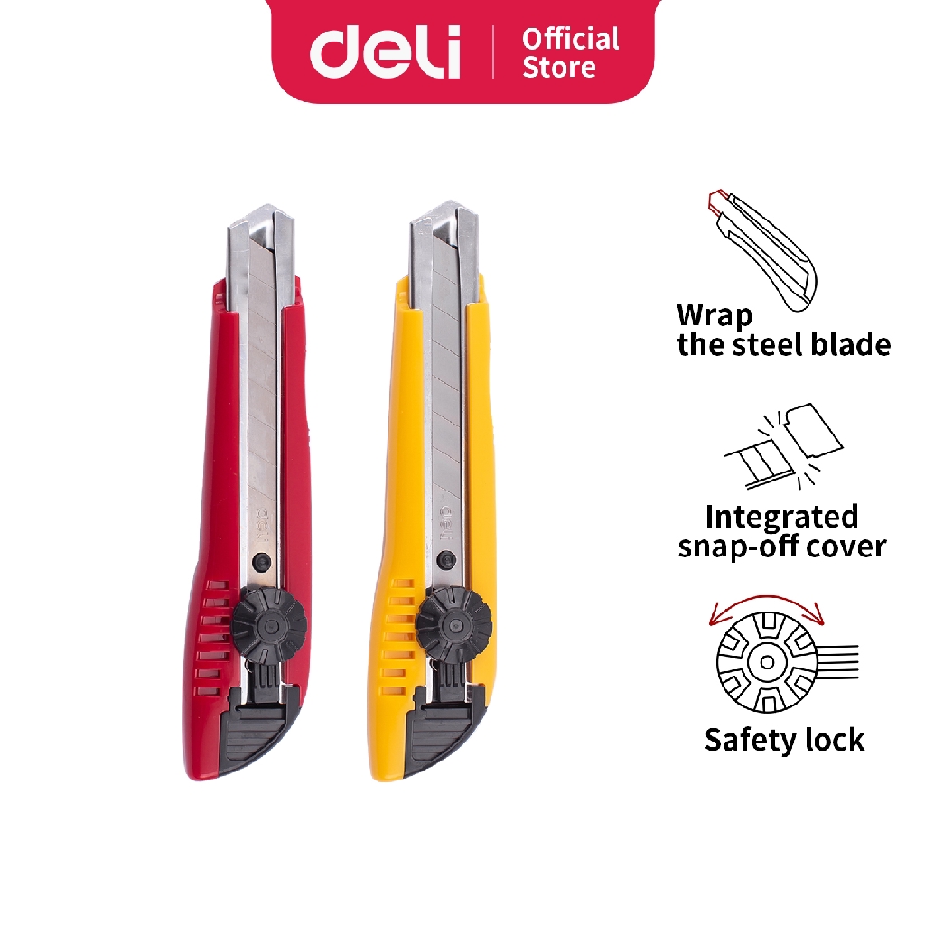 

Deli Cutter dengan pisau baja SK5 sistem kunci manual untuk penggunaan yang aman E2043