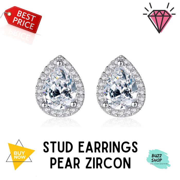 Anting Wanita Berlian Diamond Zirconia Perhiasan Silver Perak JA-013