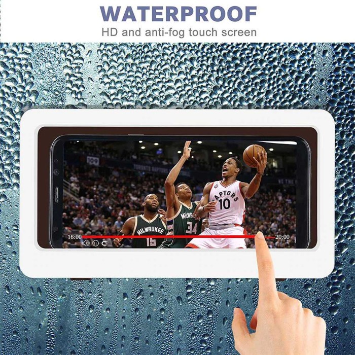 Holder Smartphone Dinding Kamar Mandi Dapur Waterproof Case Box - Putih