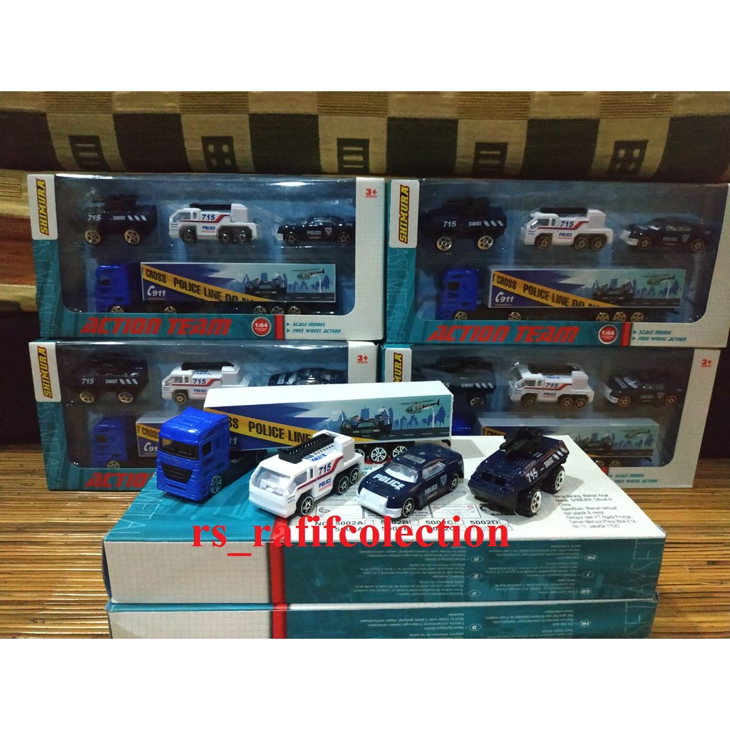 MAINAN TRUCK-DIECAST MOBIL POLISI-MINIATUR MOBIL POLISI-KONTAINER