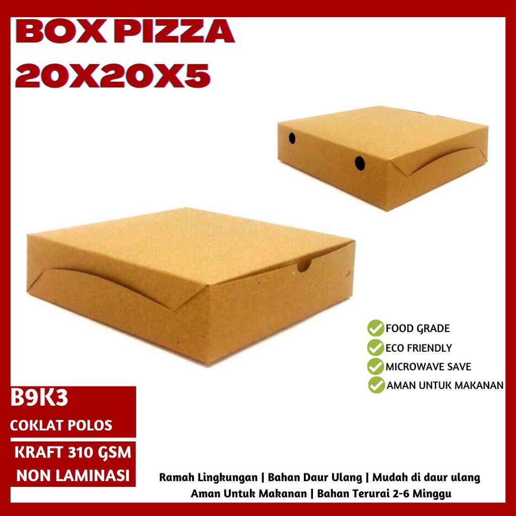 Box Pizza 20x20 Dus Pizza 20x20 (B9K3-Non Laminasi)