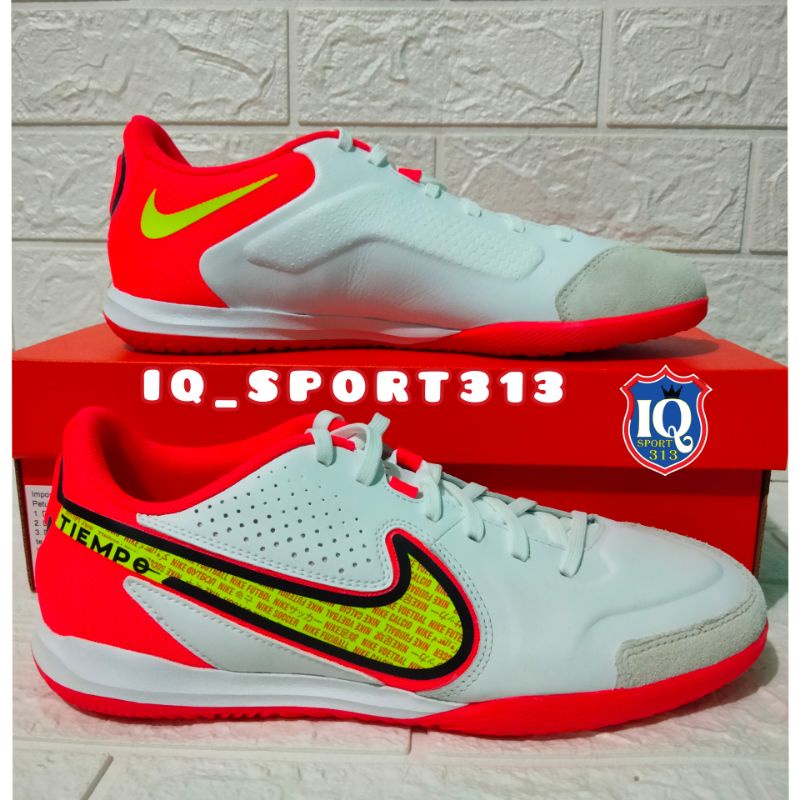 Sepatu Futsal Nike Tiempo Legend 9 Academy IC Original White Volt-Brigh Crimson DA1190176
