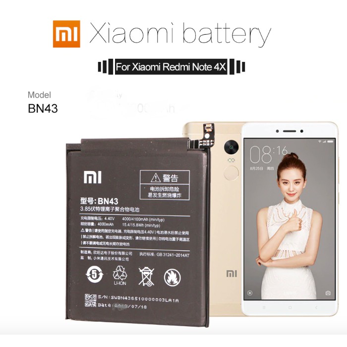 Batre Battre Baterai XIAOMI  BN43 , BN-43 , BN 43 Note 4X Note4X