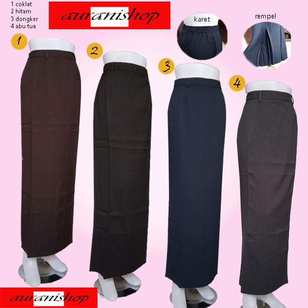 PELANGI RAINBOW MERAH KUNING HIJAU ROK BAWAHAN MURAH WQT/ Rok kerja wanita span panjang size L / rok