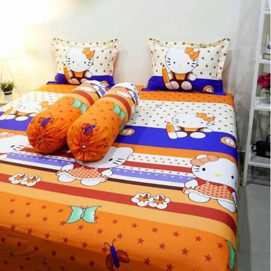 ✬ SPREI MOTIF HELLO KITTY LEOPARD PINK UK SINGLE & QUEEN KING 120x200 100x200 90x200 160x200 180x200