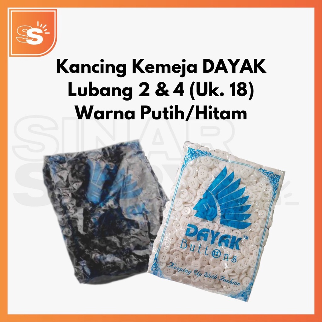 Kancing Lubang 2 / 4 Ukuran 18 (10 Gross) Kancing Kemeja Dayak