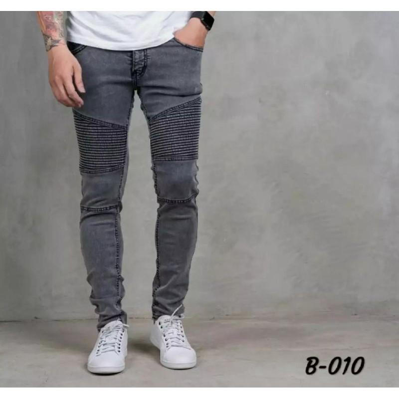 Celana skinny soft jeans Bikers Rider No Denim pria terlaris // Jeans panjang pria biker berkualitas