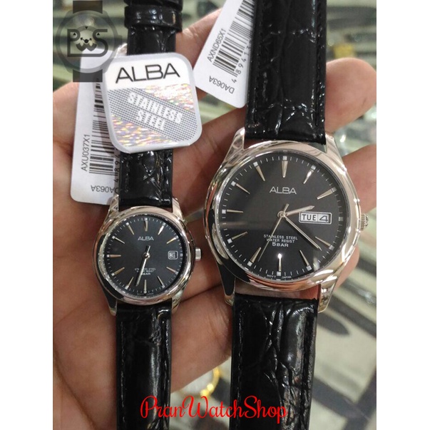 Jam Tangan Alba Pria Wanita Kulit Hitam Axnd65 Axu037 Original Bergaransi 1 Tahun Couple Shopee Indonesia