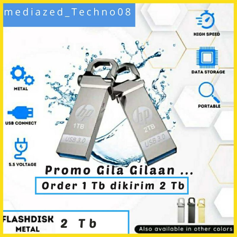 FLASHDISK HP 1 TB 2 TB Metal Waterproof High Speed U DISK FLASH DRIVE || Free Gift , Order 1 TB diki