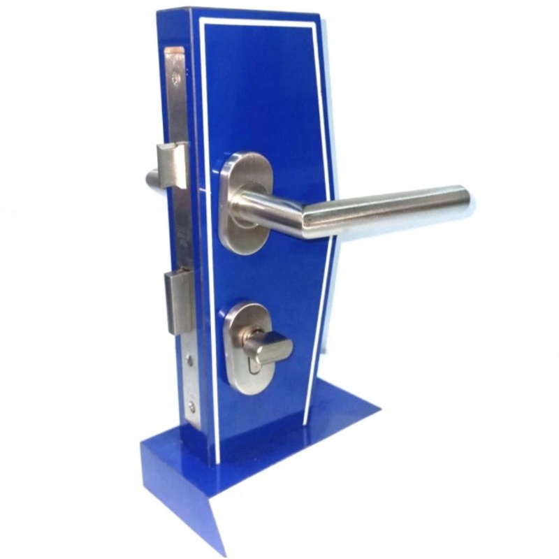 Paket Kunci Komplit Set Lever Handle Mortise Roses Stainless Gagang Lurus plus Cylinder