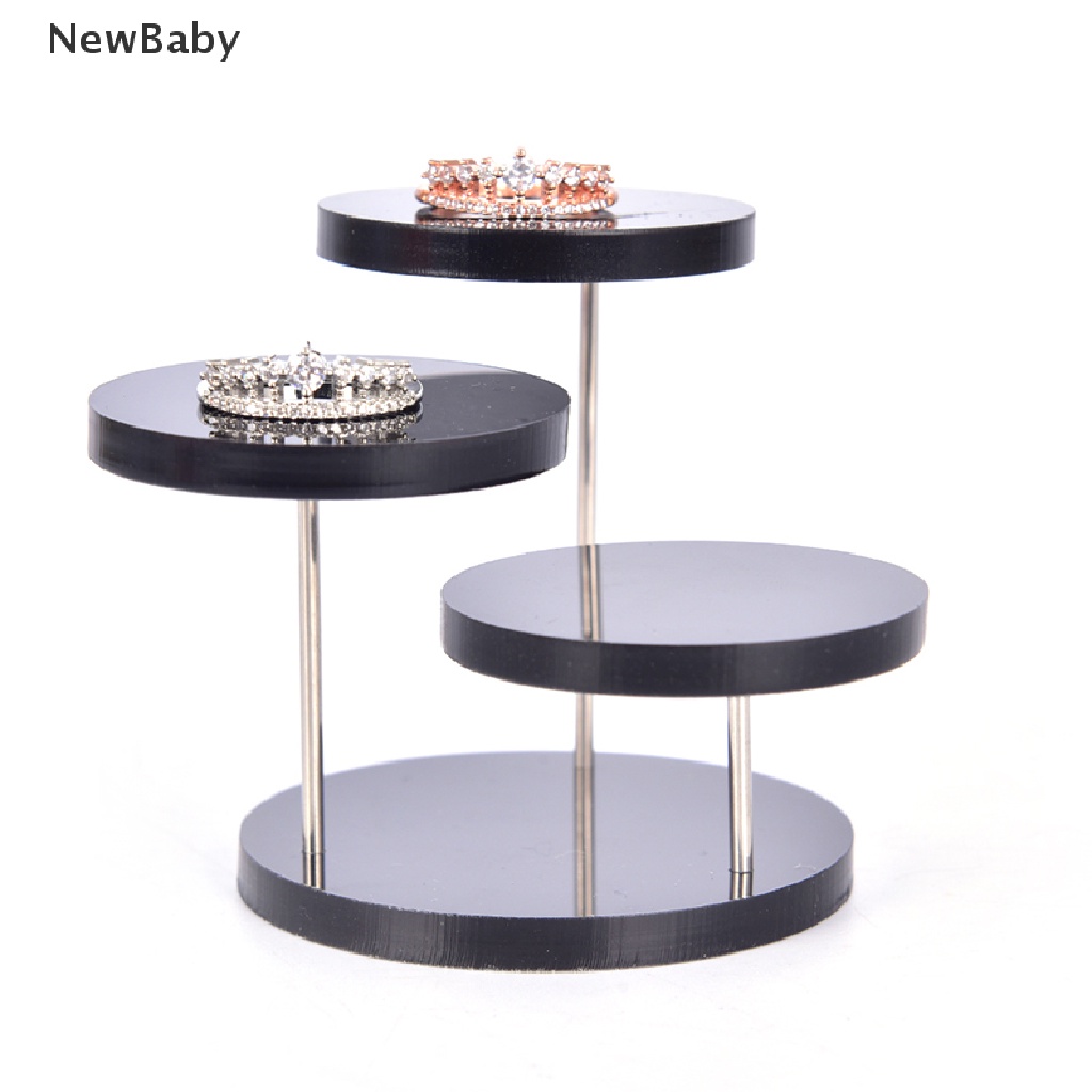 NewBaby 3 Layers Round Acrylic Jewelry Display Stand Necklace Earring Ring Show Rack ID